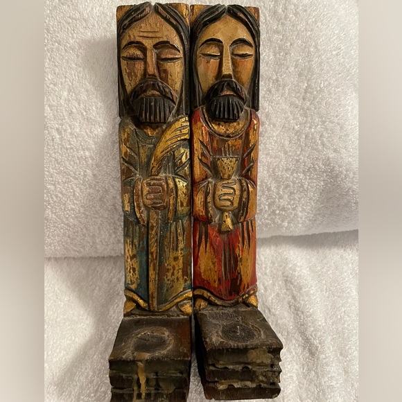 Vintage (probably antique) religious art/icons. Matthew and John? Wall CandleHld - Picture 10 of 15
